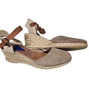 Verbenas Melena Lloret Sand Espadrille Wedge Size EU 37 Leather Made in Spain